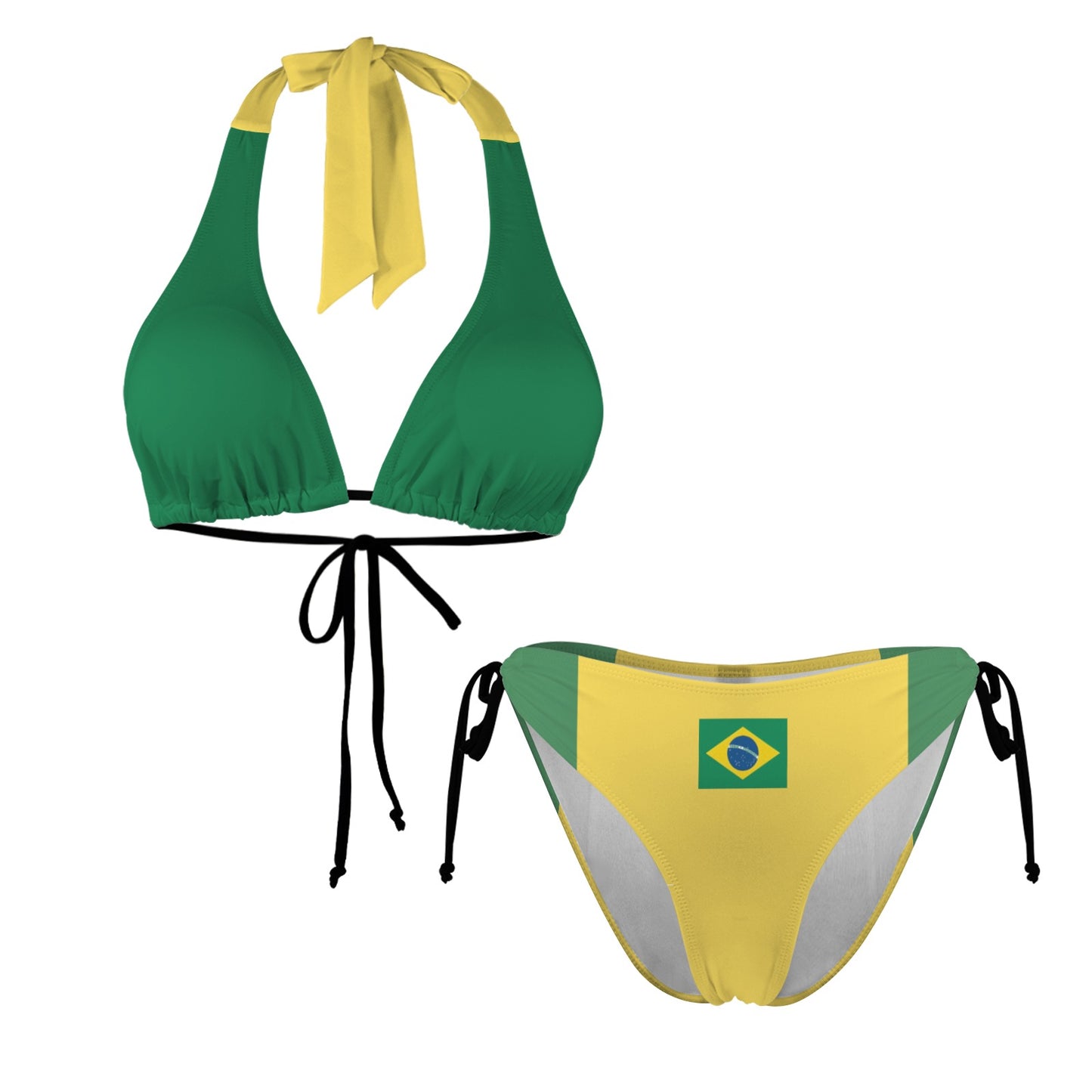 Brazil Flag Halterneck String Bikini Sets