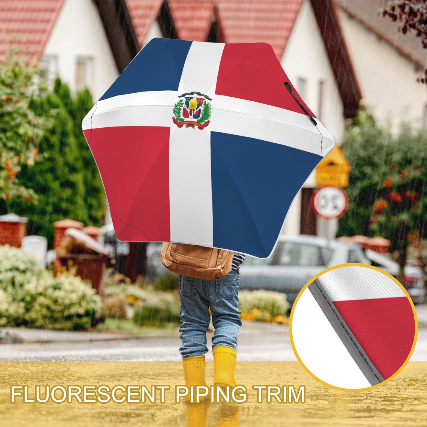 Dominican Republic Flag Inspired Kids Safe Round Corner Umbrella