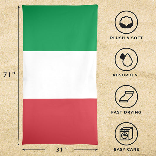 Italy Flag Inspired Beach Towel 31"x71" (Made in USA)