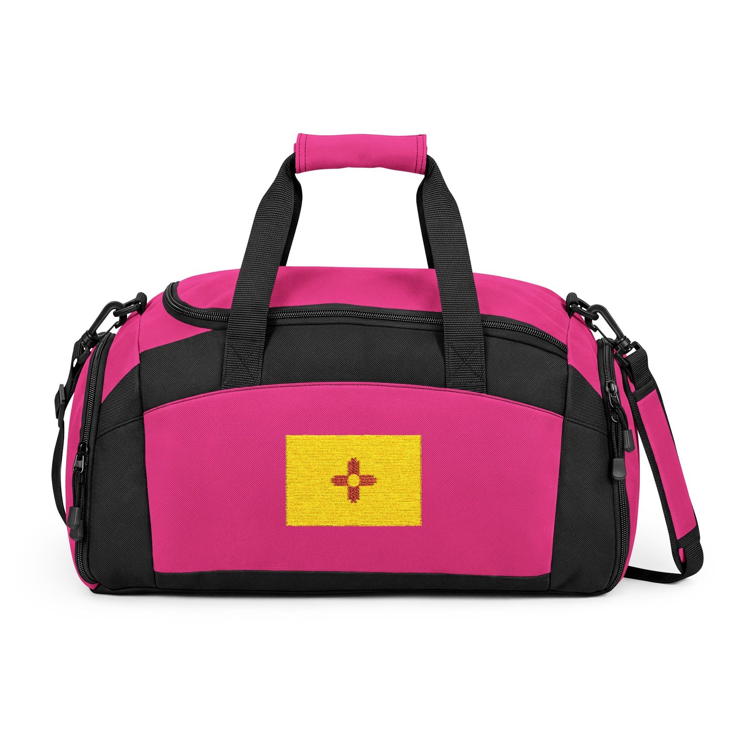 New Mexico Flag Gym Bag — Black Duffle with Embroidered New Mexico Flag
