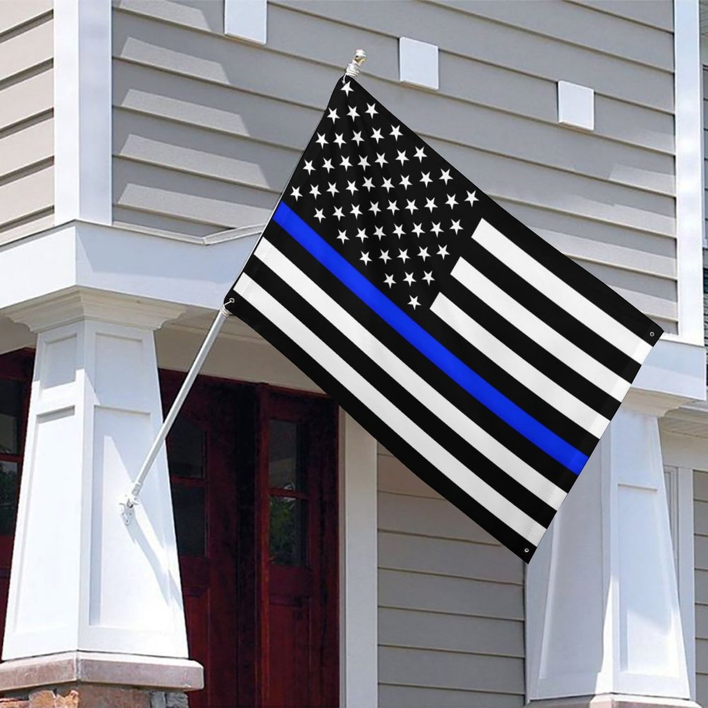 Thin Blue Line Flag Inspired Wall Mount Flag with Four Grommets (35x59 in)