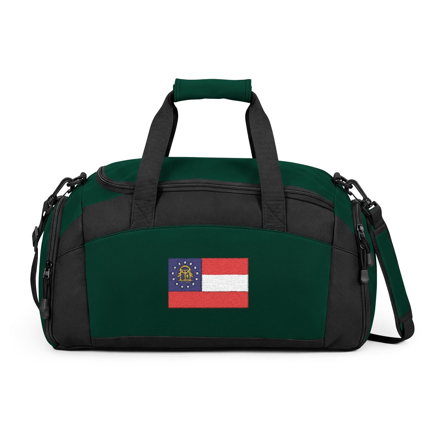 Georgia State Flag Gym Bag — Black Duffle with Embroidered Georgia State Flag