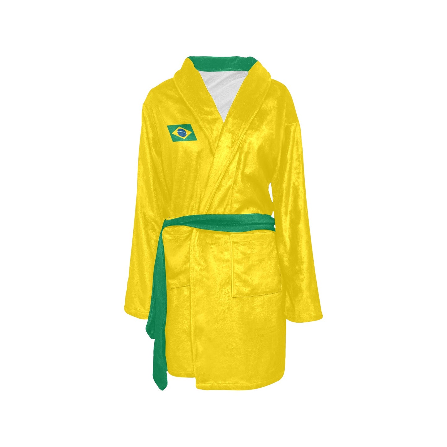 Brazil Flag Inspired Women's Fleece Robe