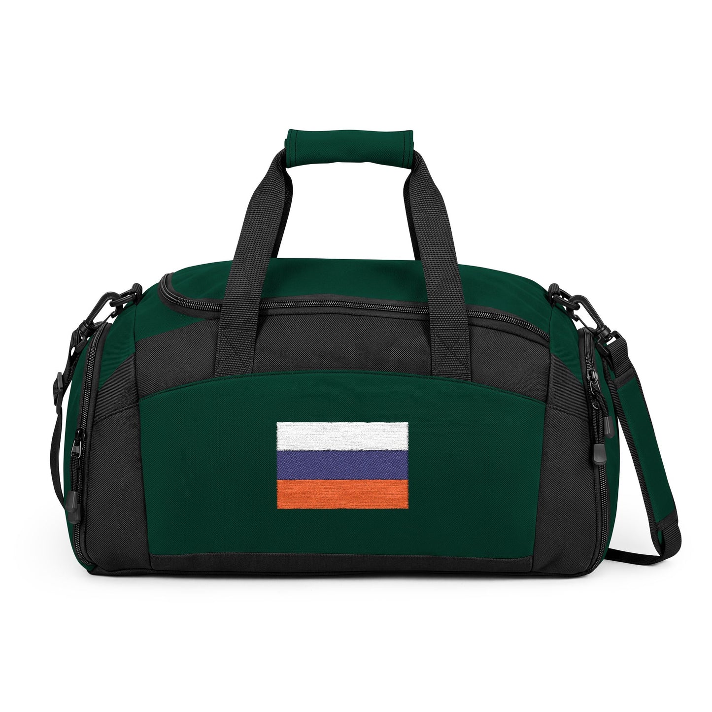 Russia Flag Gym Bag — Black Duffle with Embroidered Russia Flag
