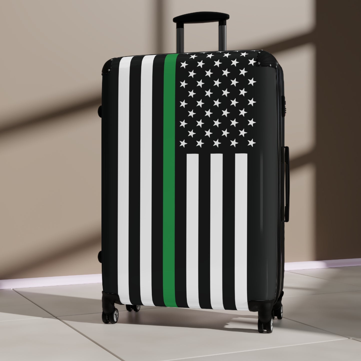 Thin Green Line Flag Inspired Suitcase