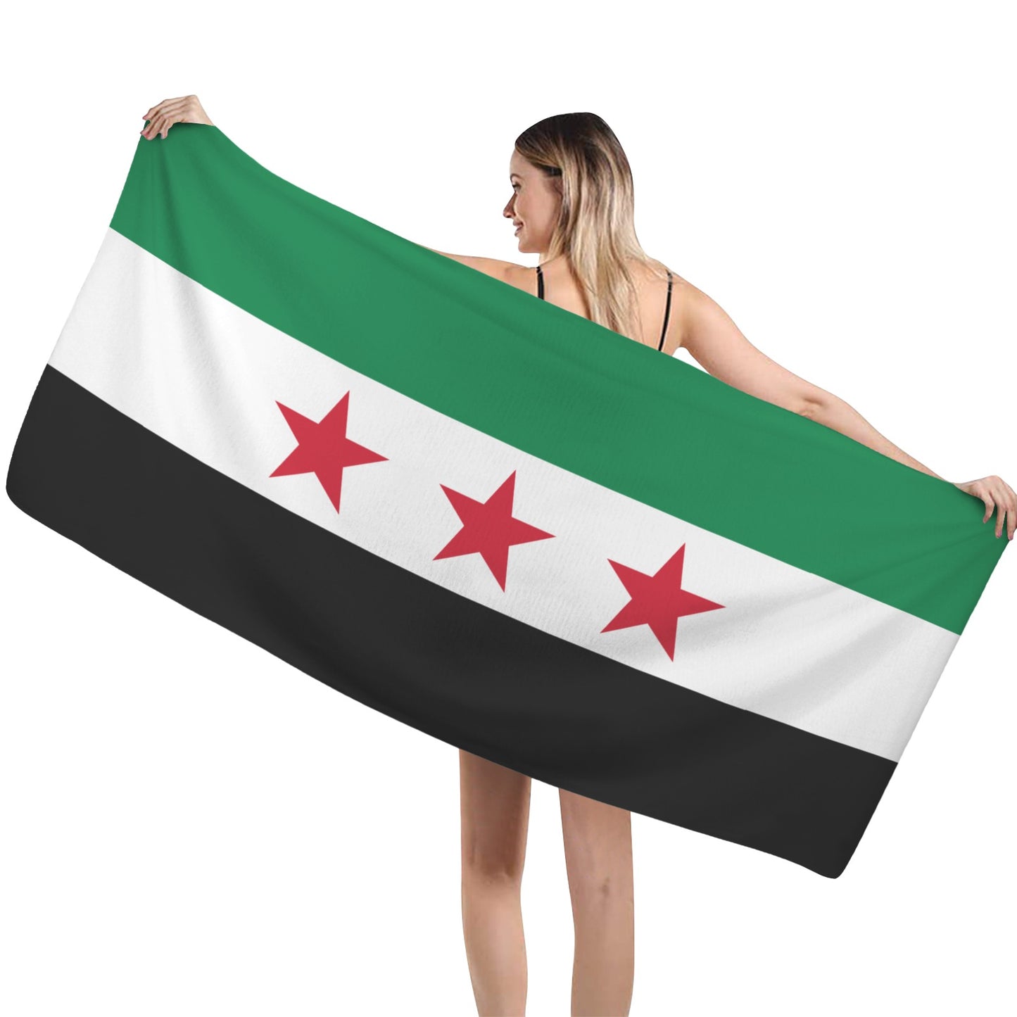 Syria Flag Inspired Custom Bath Towel 29"x58"(Made in USA)