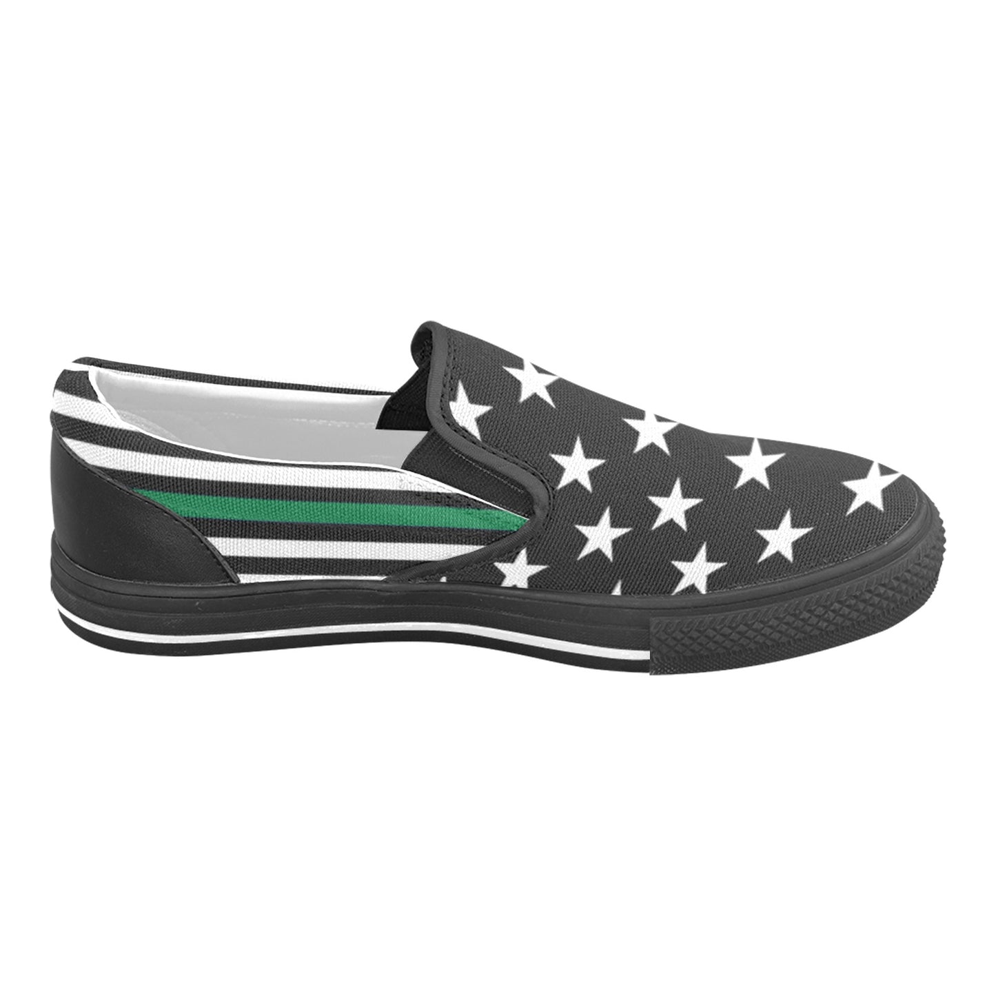 Thin Green Line Flag Inspired Slip-on Canvas Kid's Shoes