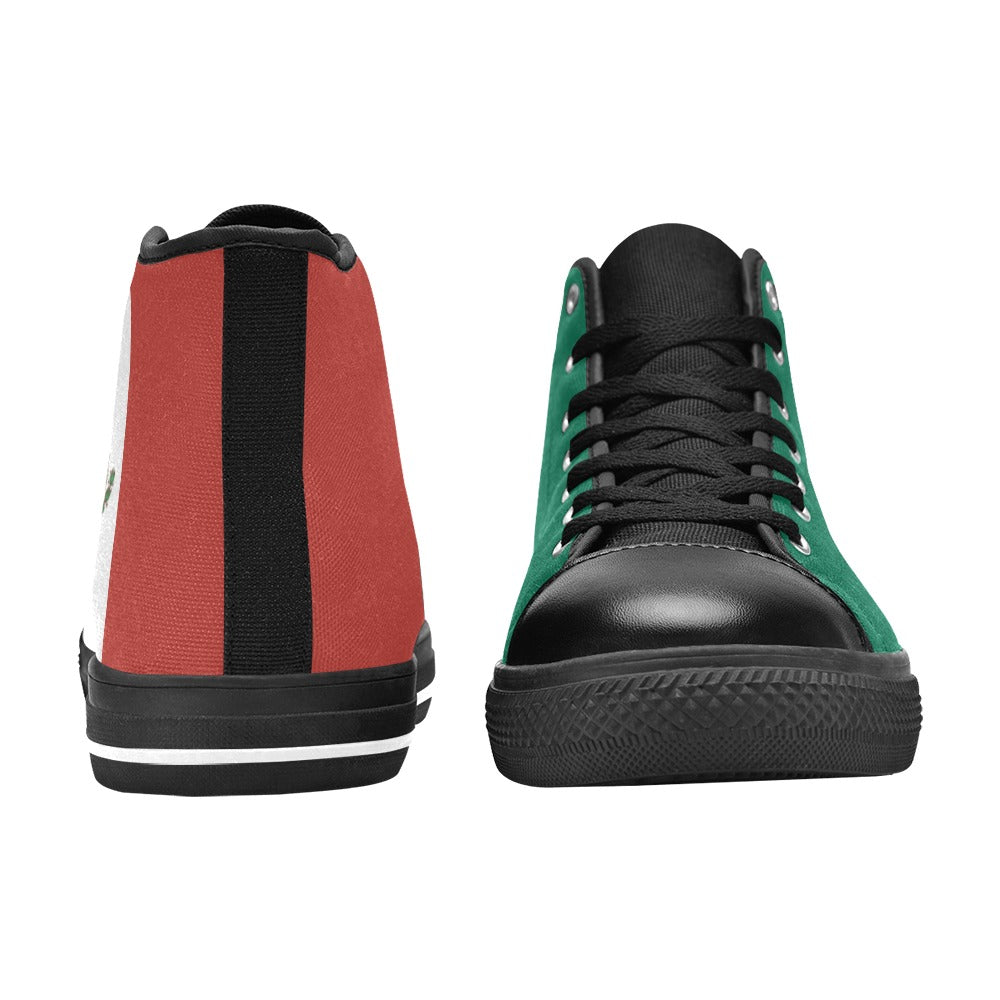 Mexico Flag Inspired Men's  Aquila High Top Canvas Shoes