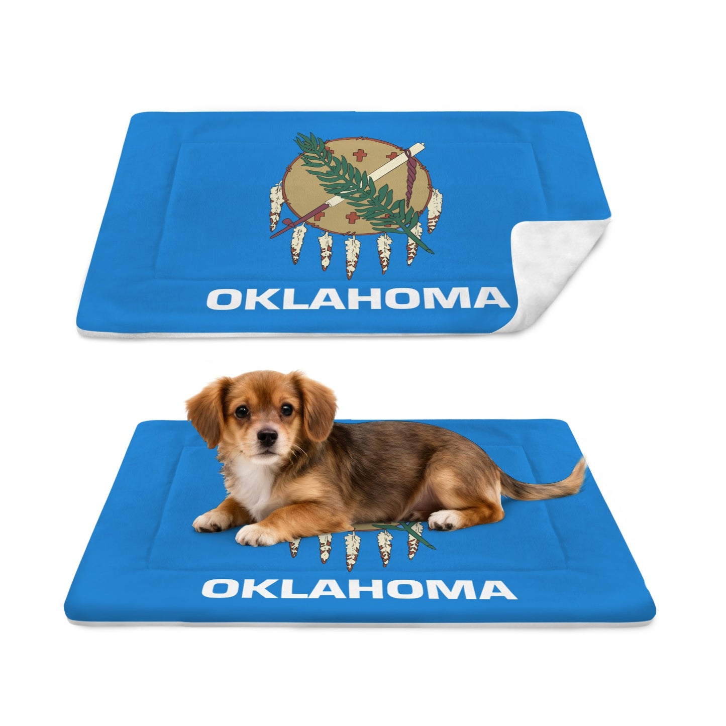 Oklahoma Flag Inspired Pet Mat 25x18inch (Made in the USA)
