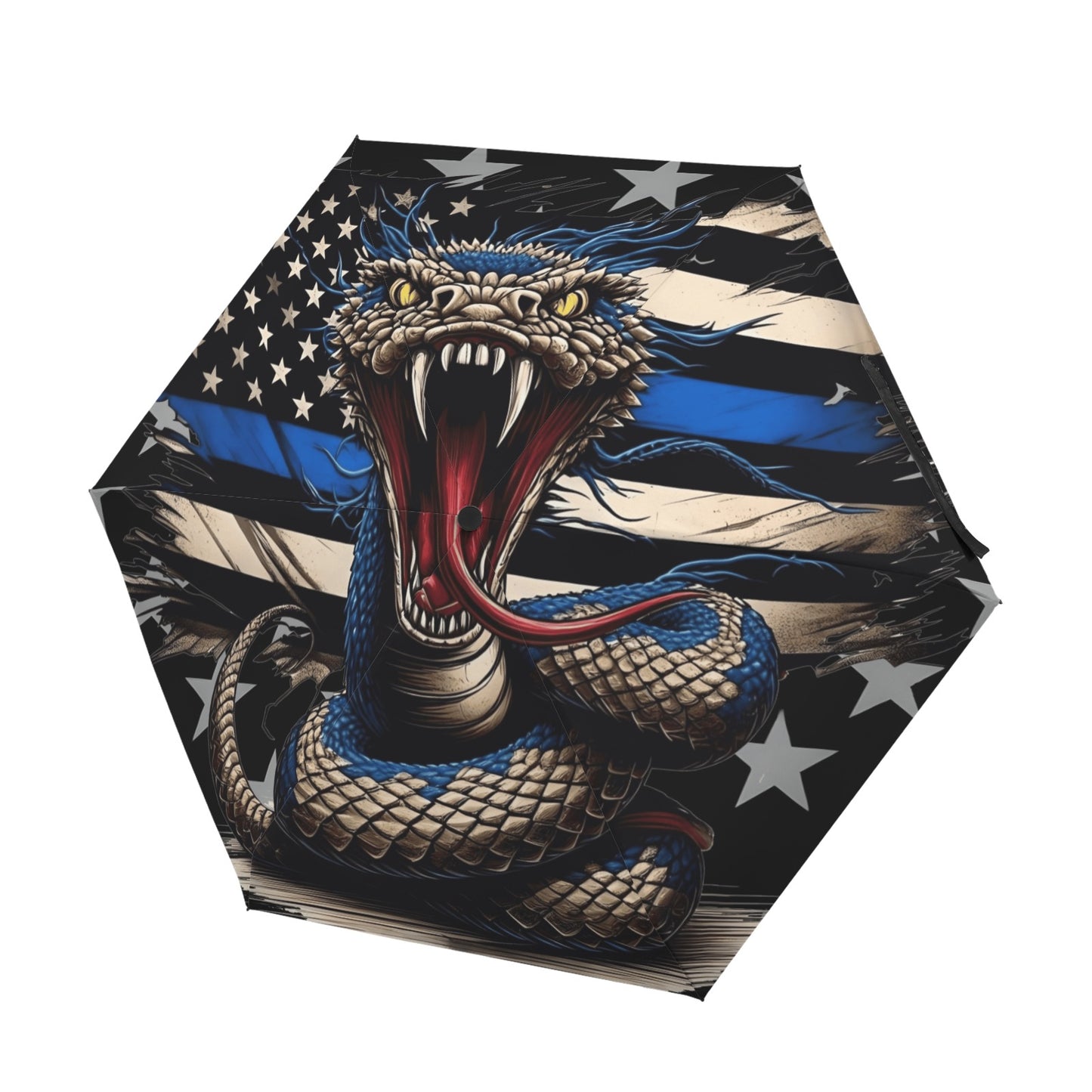 Thin Blue Line Flag Inspired Snake Mini Compact Umbrella