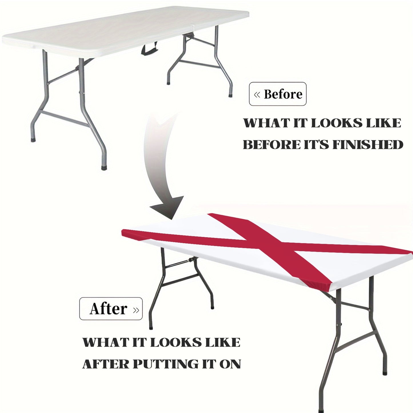 Alabama Flag Inspired Custom Elastic Fitted Tablecloth 72x30 inch (Made in the USA)