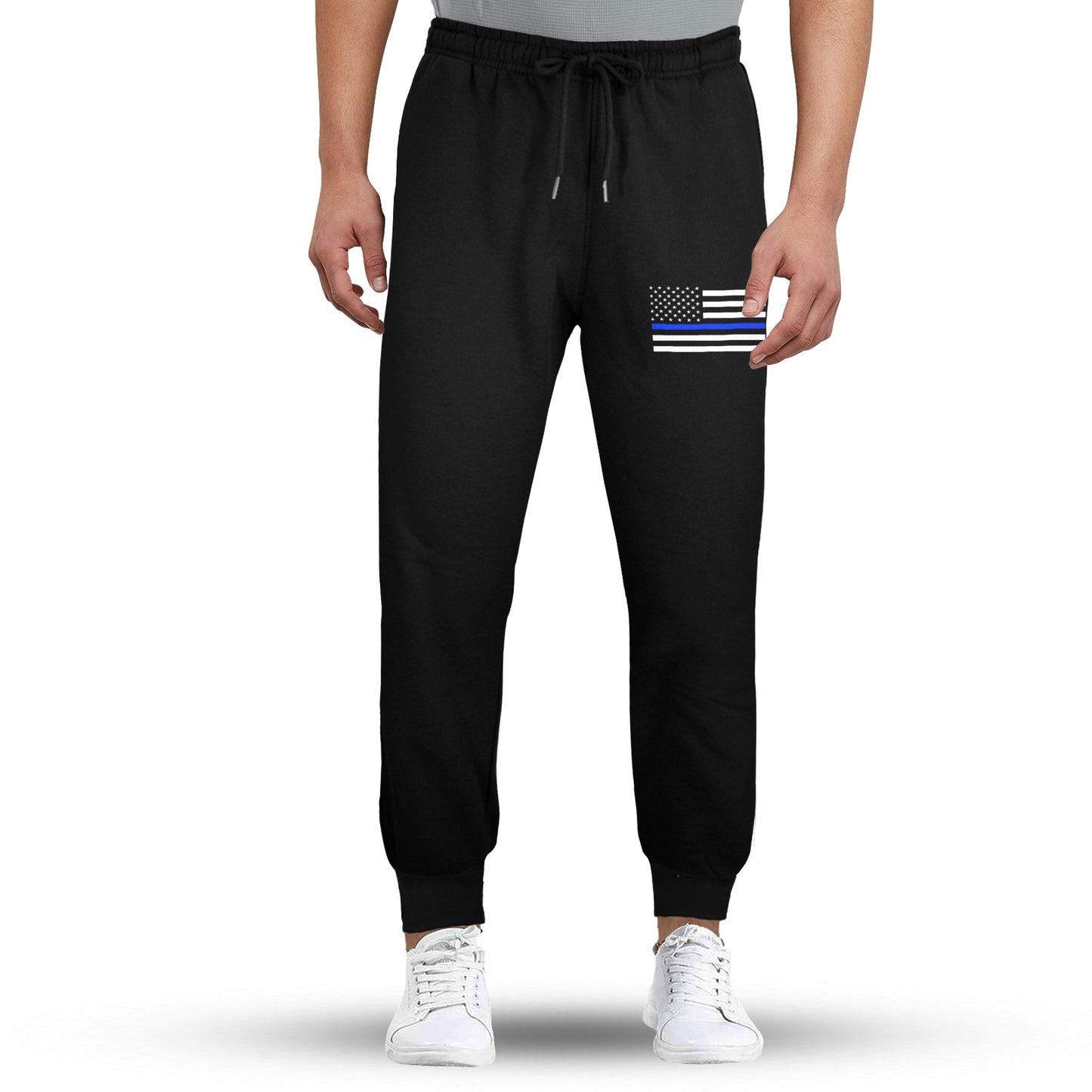 Thin Blue Line Flag Inspired Unisex Fleece Sweatpants (Left Printing) | Ships from USA