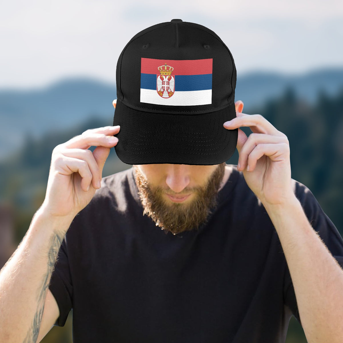 Serbia Flag Inspired Baseball Cap | Printed in the  USA