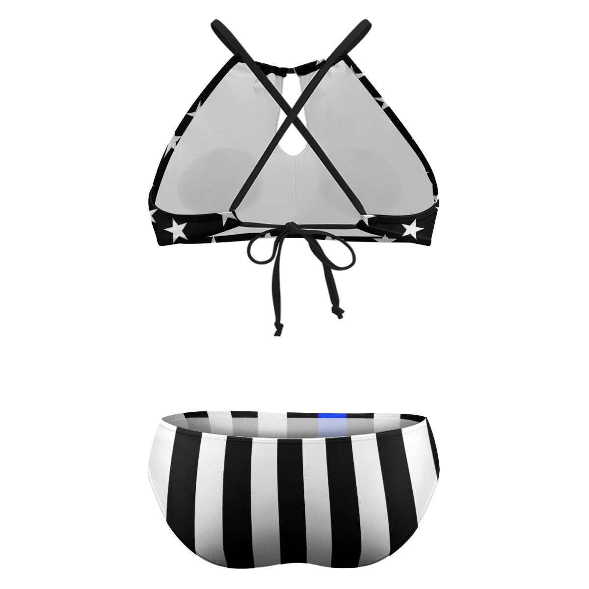 Thin Blue Line Flag Inspired Plus Size High Waisted Bikini