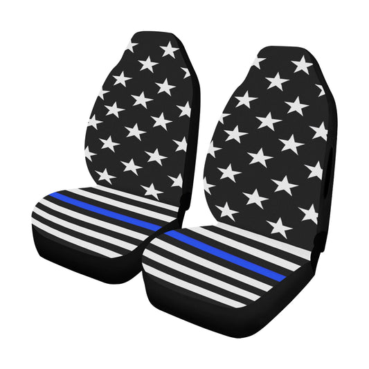 Thin Blue Line Flag Car Seat Cover Airbag Compatible(Set of 2)