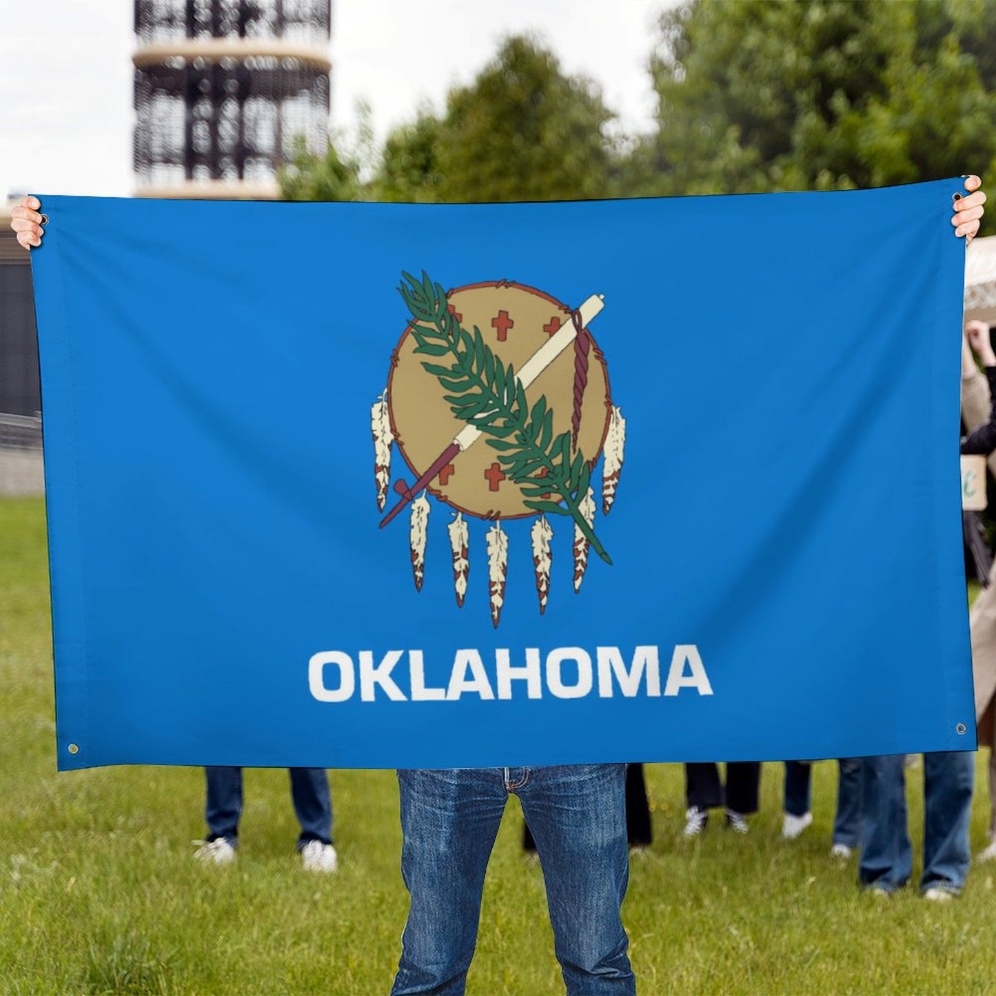 Oklahoma Flag Inspired Wall Mount Flag with Four Grommets (35x59 in)