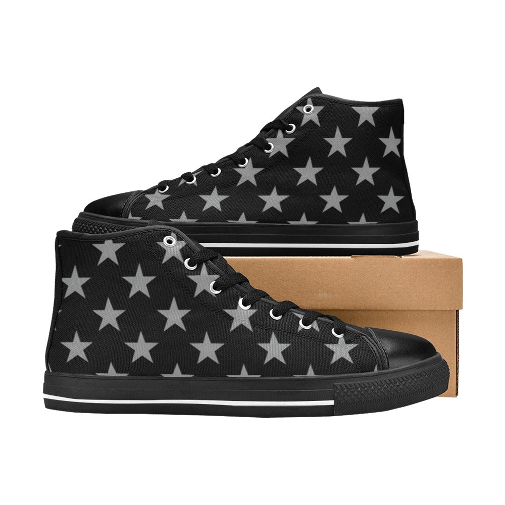 Thin Blue Line Flag Inspired Snake Kid's High Top Canvas Shoes