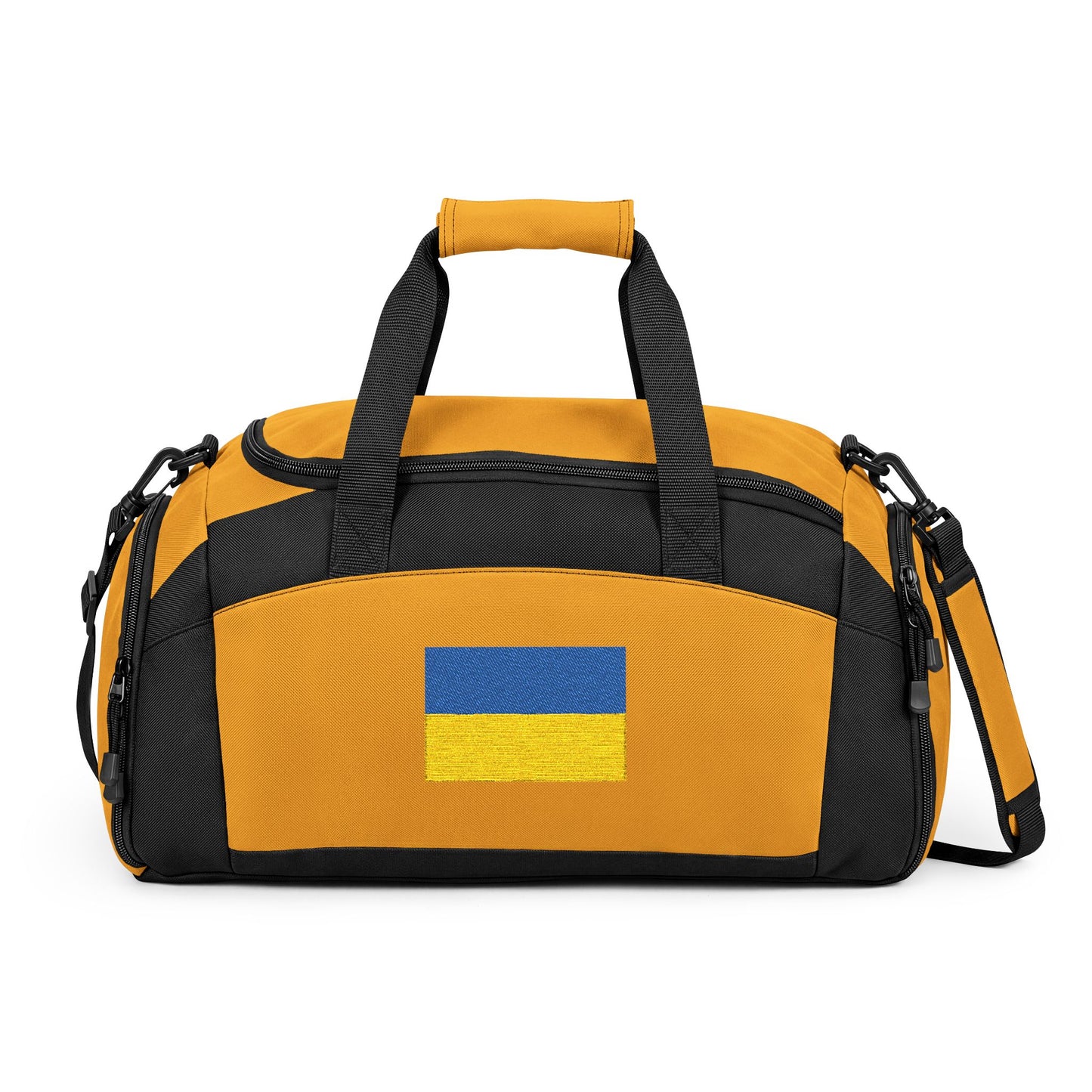 Ukraine Flag Gym Bag — Black Duffle with Embroidered Ukraine Flag