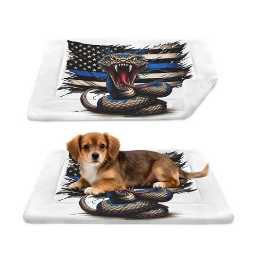 Thin Blue Line Flag Inspired Snake Pet Mat 25x18inch (Made in the USA)