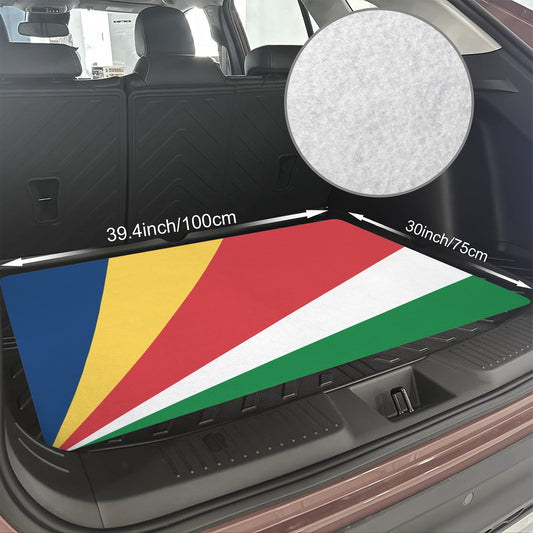 Seychelles Flag Inspired Car Trunk Mat 100 × 75 cm / 39.4 × 30 in Printed in the USA