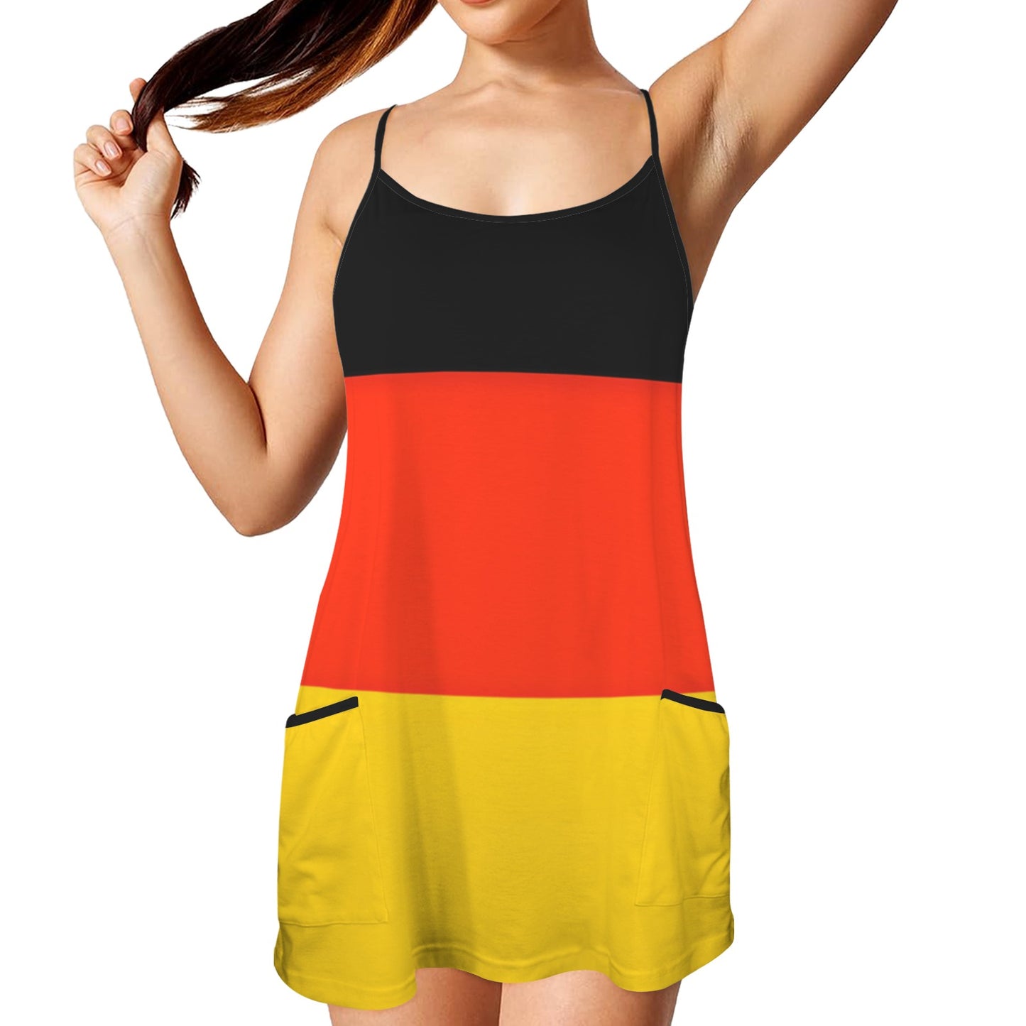 Germany Flag Inspired Women's Double-Layered Camisole Dress