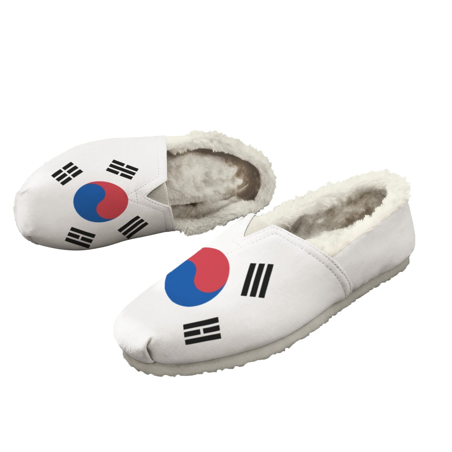 South Korea Flag Inspired Women's Fleece-Lined Canvas Slip-On