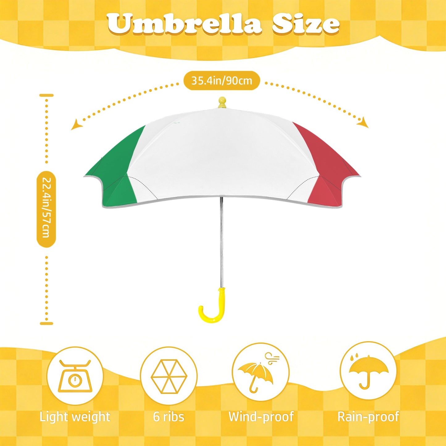 Italy Flag Inspired Kids Safe Round Corner Umbrella