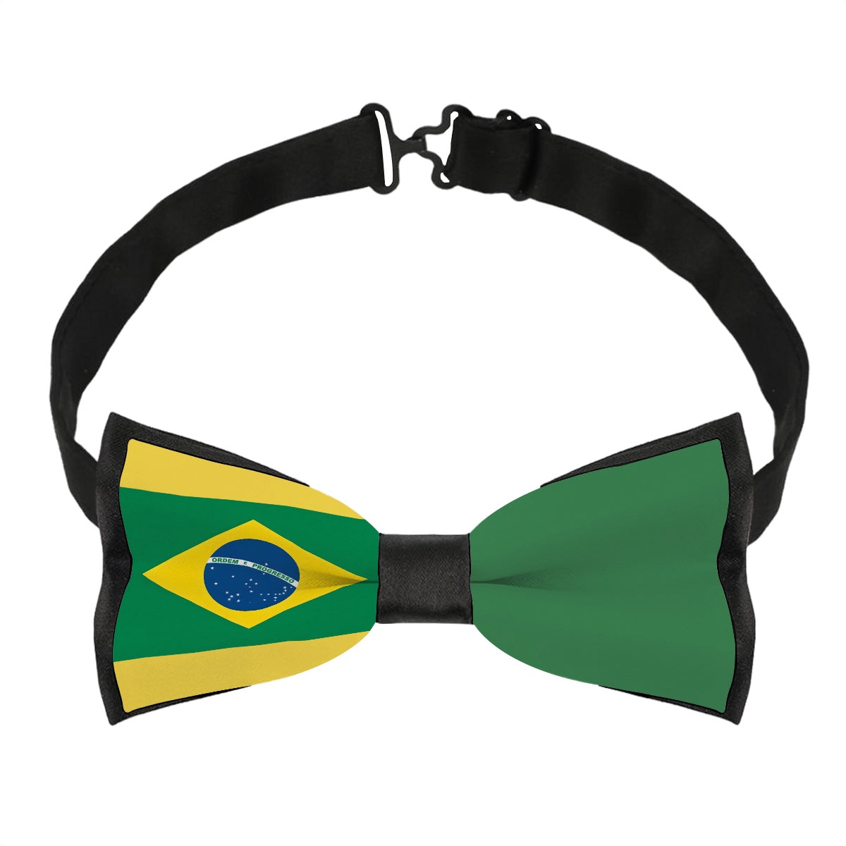 [Brand] bow tie with Brazilian flag design and colors.