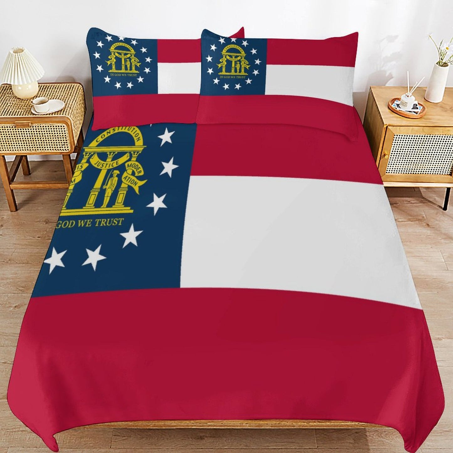Georgia Flag Inspired 3-Piece Bedding Set (1 Duvet Cover + 2 Pillow Shams) – 102"×90"