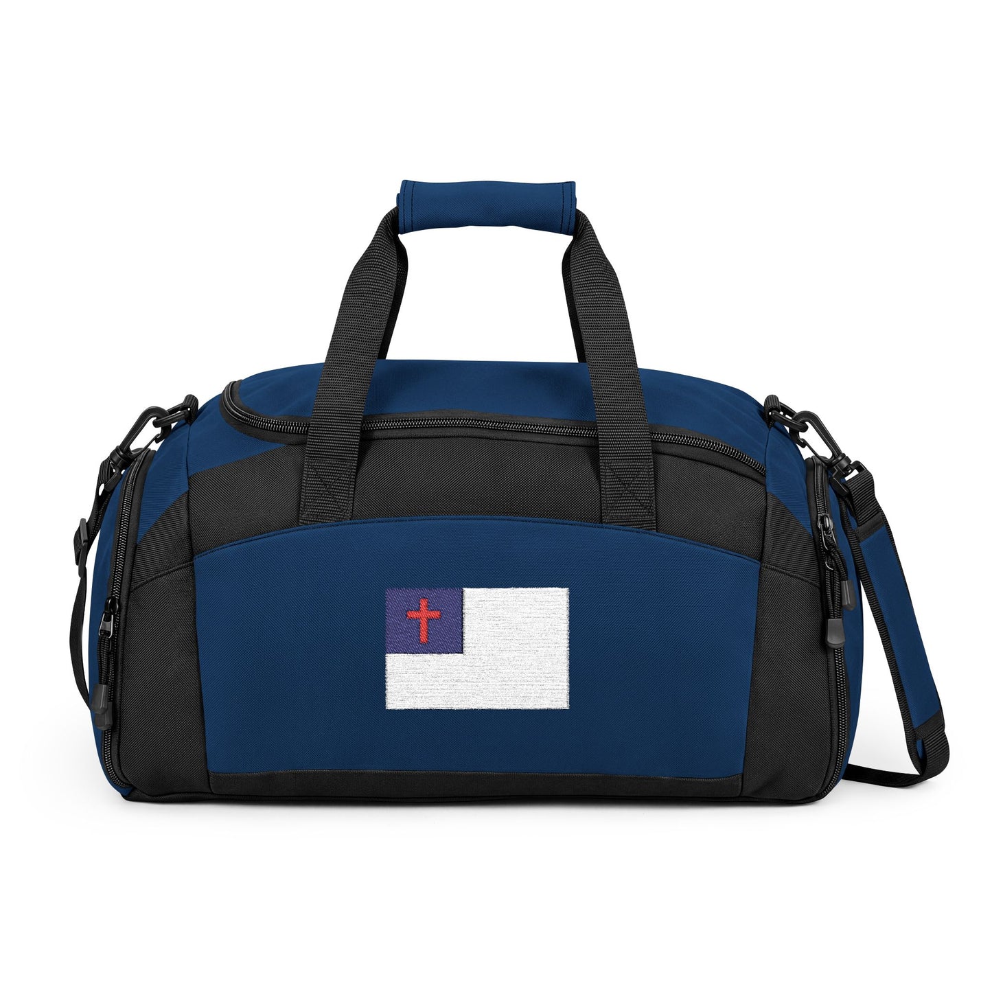 Christianl Flag Gym Bag — Black Duffle with Embroidered Christian Flag