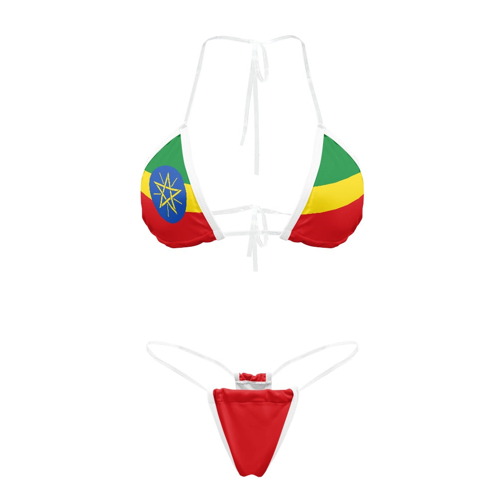 Ethiopia Flag Inspired Transparent String Bikini