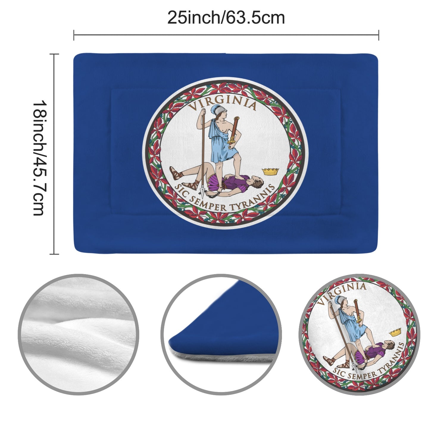 Virginia Flag Inspired Pet Mat 25x18inch (Made in the USA)