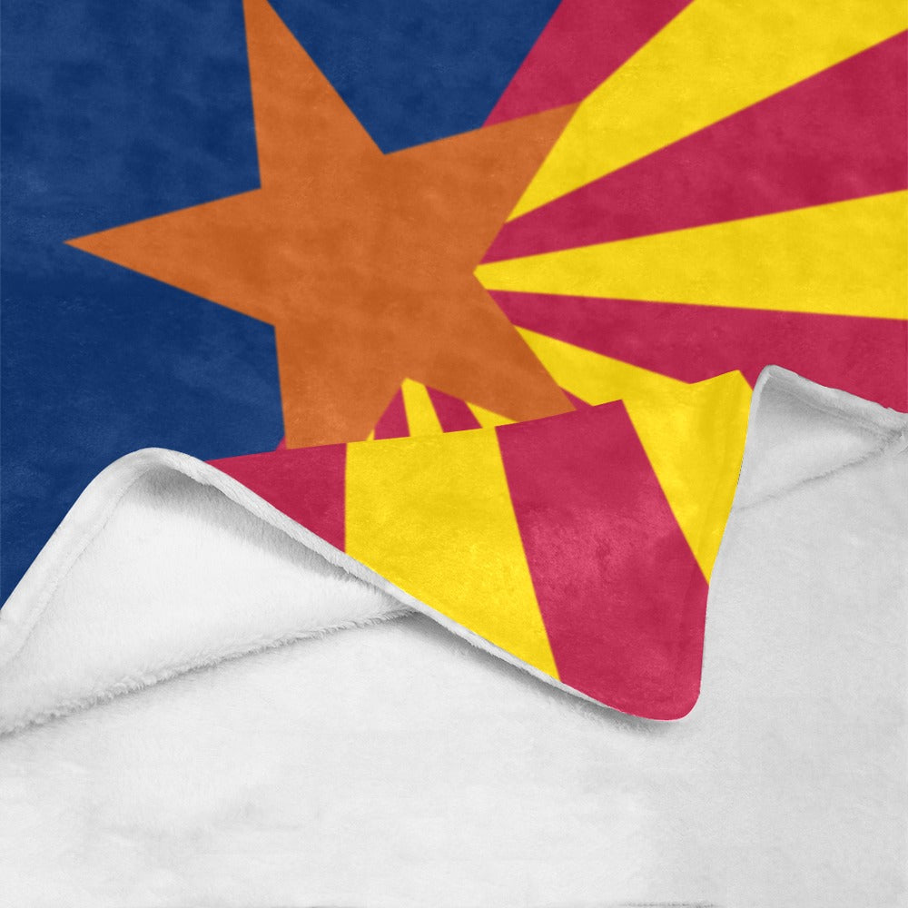 [Luv My Flag] fleece blanket with colorful geometric star design.