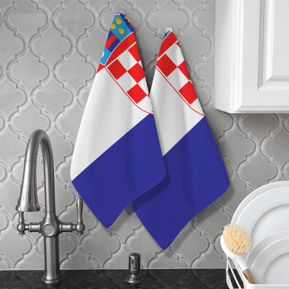 Croatia Flag Inspired Kitchen Towel 40X60cm (Pack of 2) | Printed In the USA