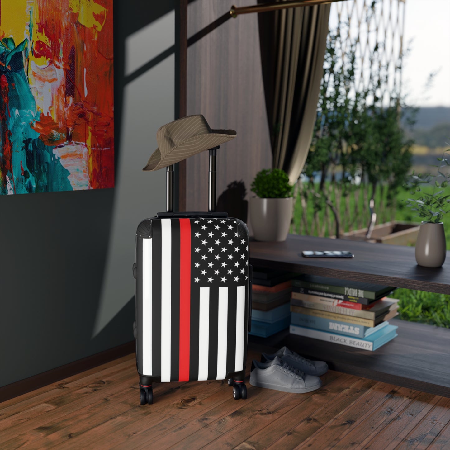Thin Red Line Flag Suitcase