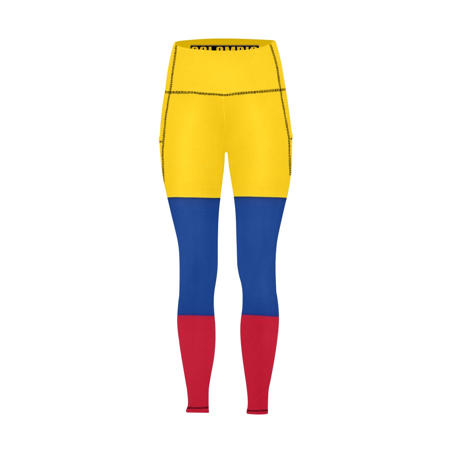 Colombia Flag Inspired Women's High Waist Leggings with Pockets