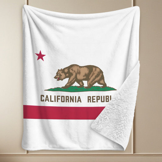 California Flag Inspired Sherpa Fleece Blanket 90" x 108" | Printed in the USA