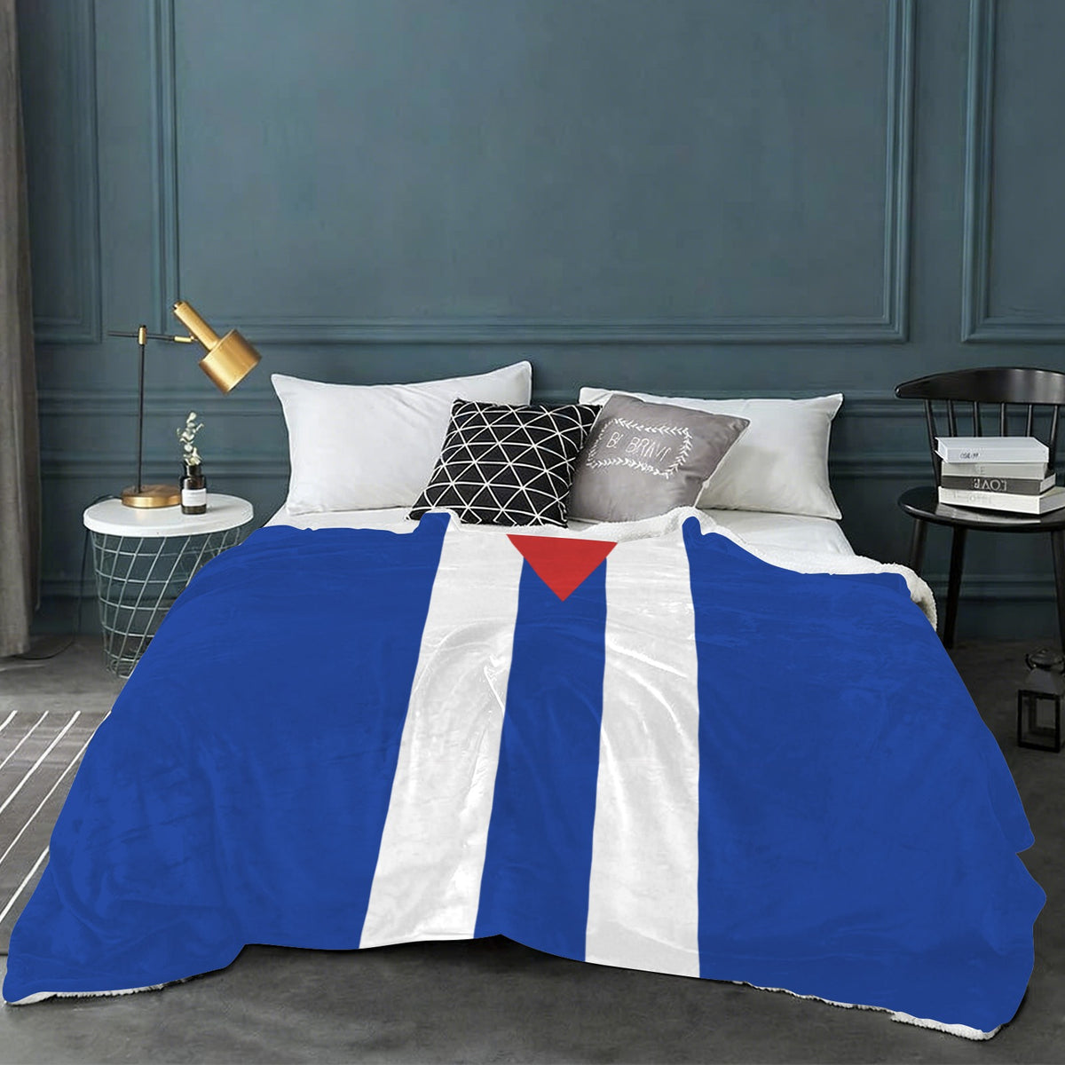 Cuba Flag Inspired Sherpa Fleece Blanket 90" x 108" | Prtinted in the USA