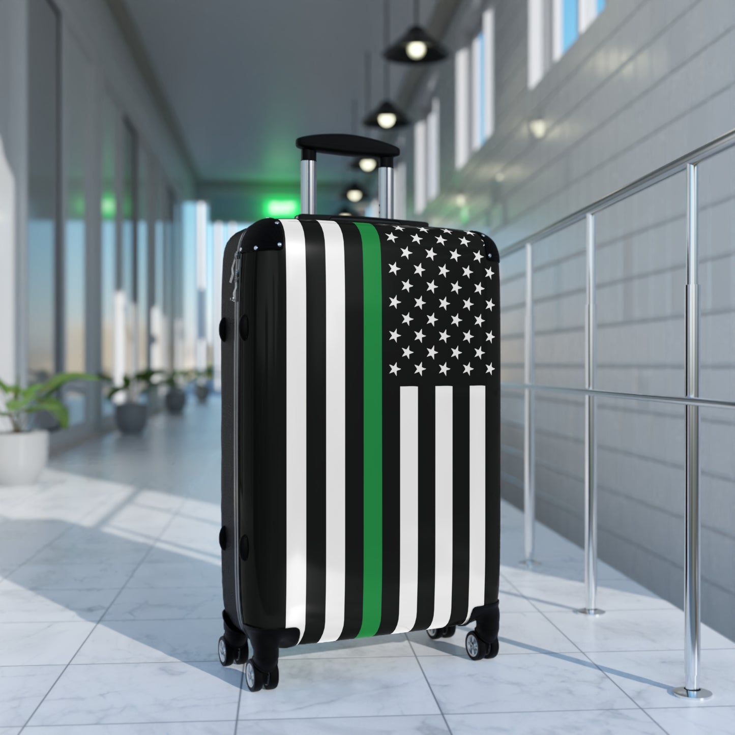 Thin Green Line Flag Inspired Suitcase