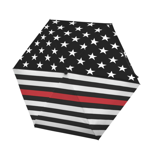 Thin Red Line Flag Inspired Mini Compact Umbrella