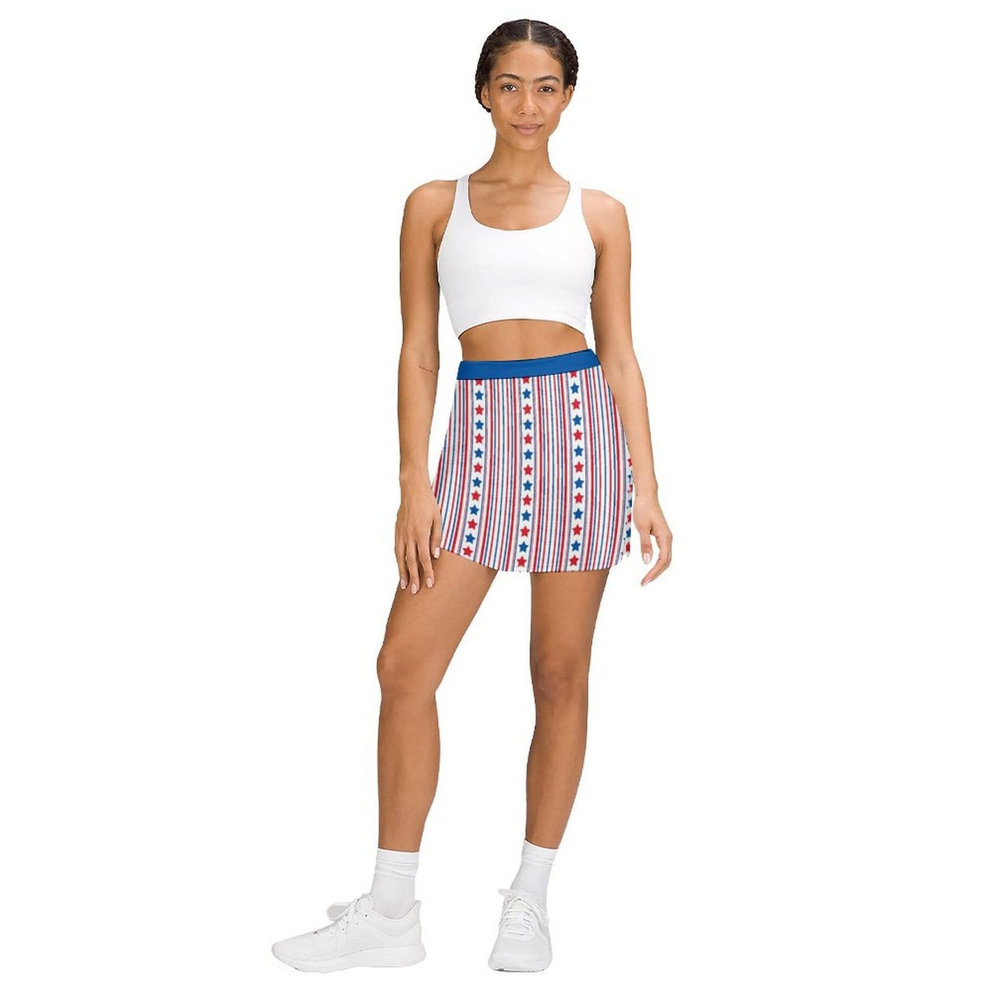 USA/American Flag Inspired Stars and Stripes Pattern Women’s Skort with Pocket