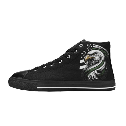 Thin Green Line Eagle Mens High Top Canvas Shoes