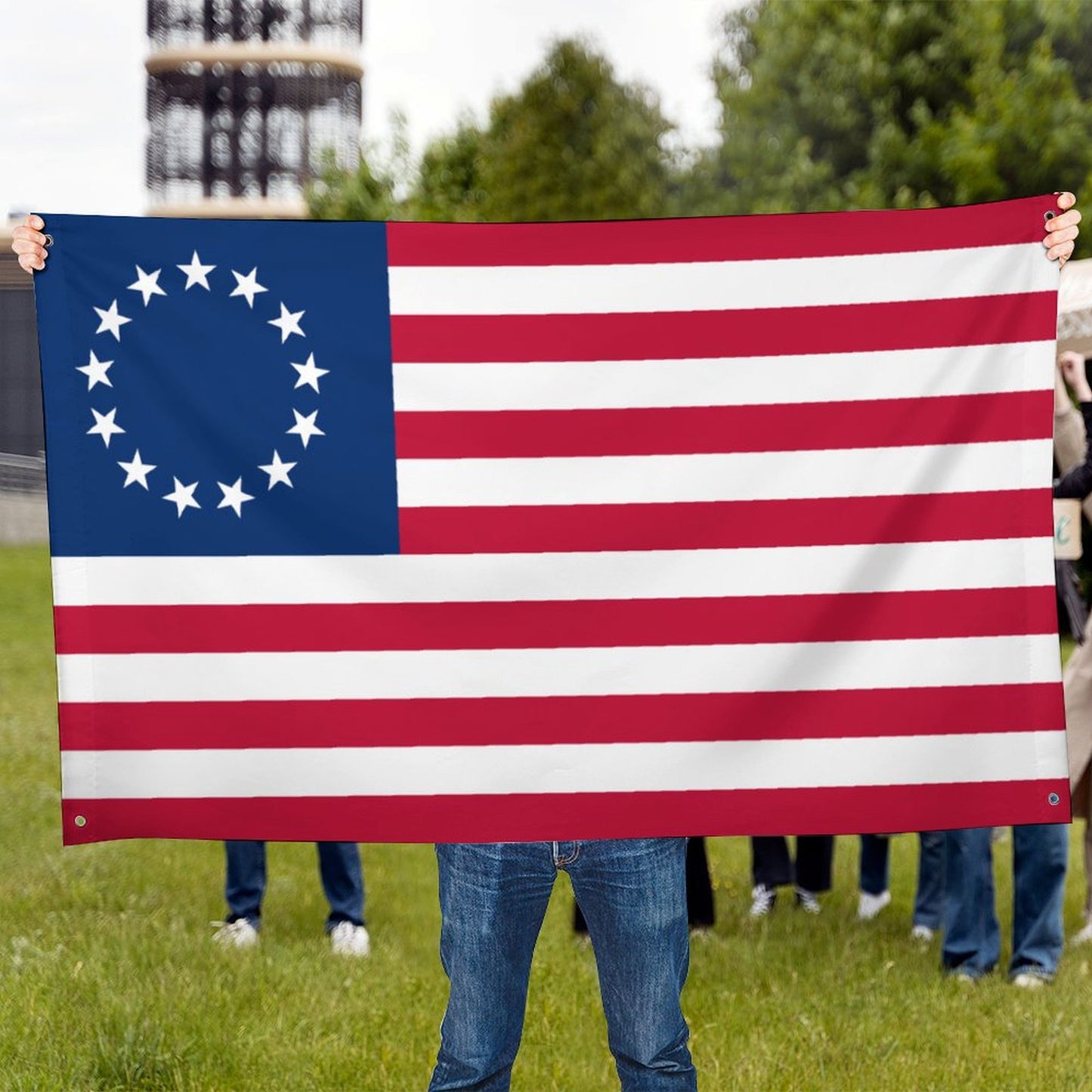 Betsy Ross Flag Inspired Wall Mount Flag with Four Grommets (35x59 in)