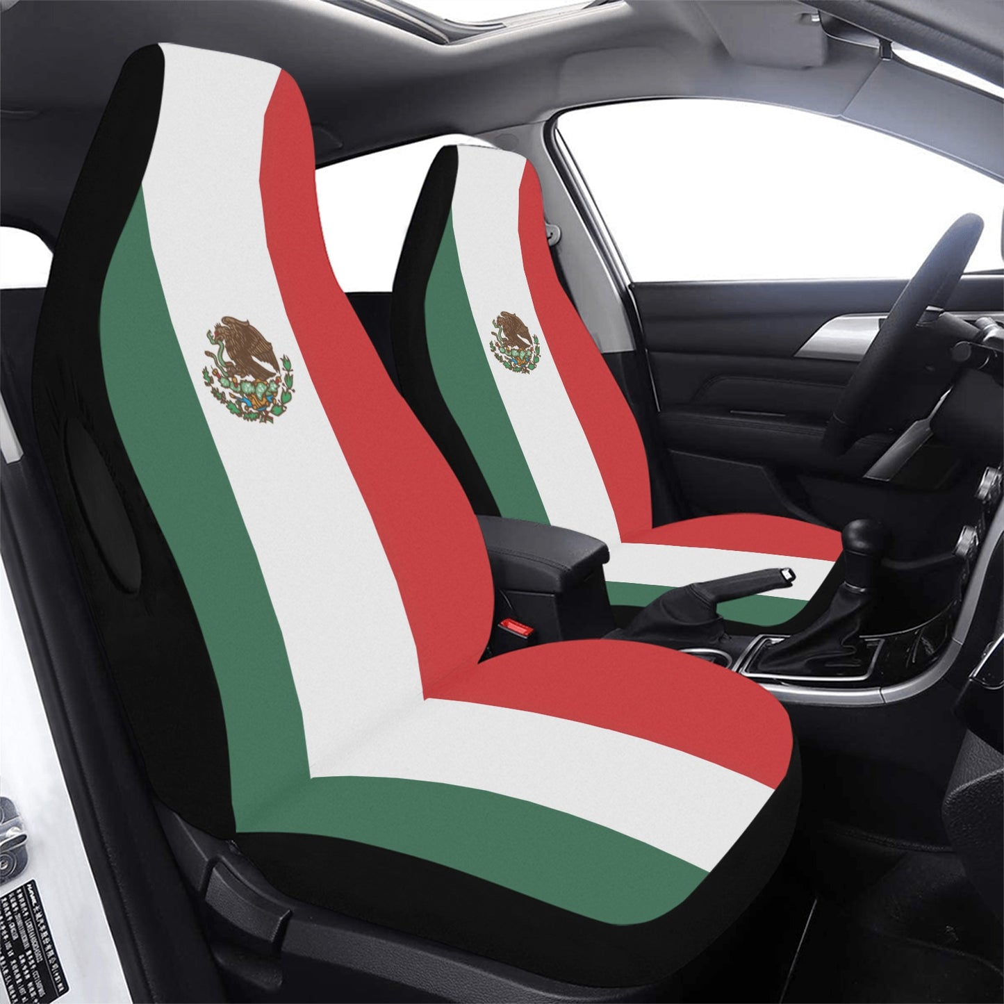 Mexico Flag Inspired Car Seat Cover Airbag Compatible (Set of 2)