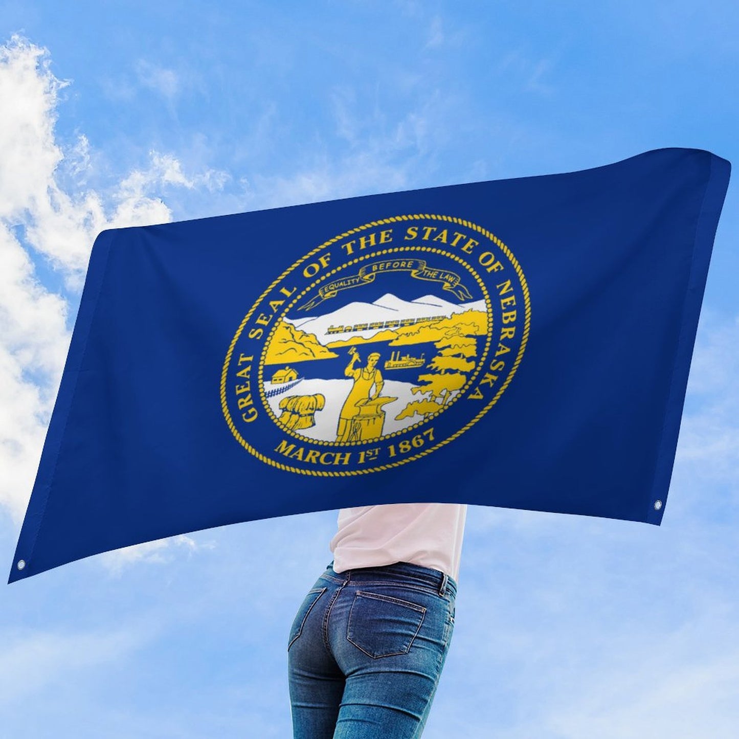 Nebraska Flag Inspired Wall Mount Flag with Four Grommets (35x59 in)