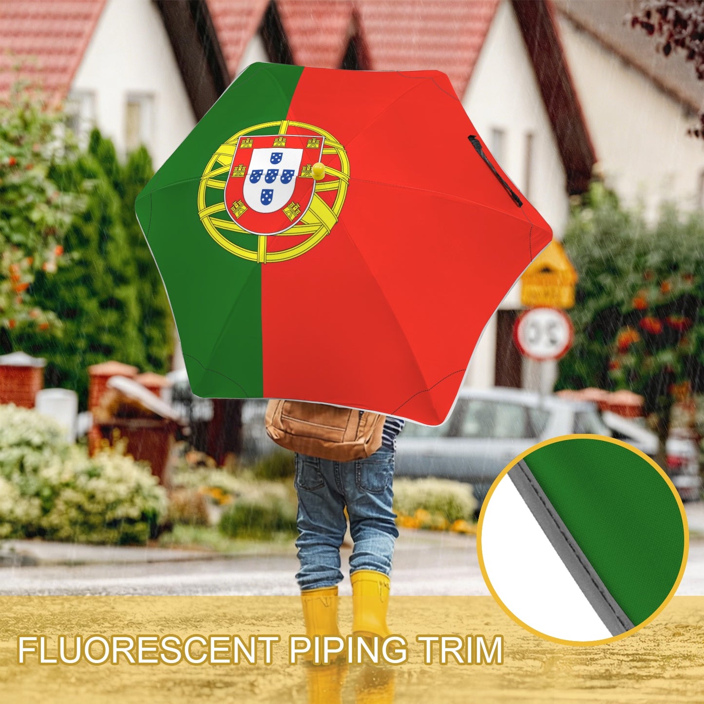 Portugal Flag Inspired Kids Safe Round Corner Umbrella