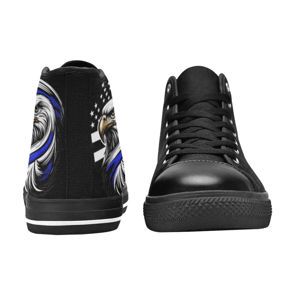 Thin Blue Line Eagle Mens High Top Canvas Shoes