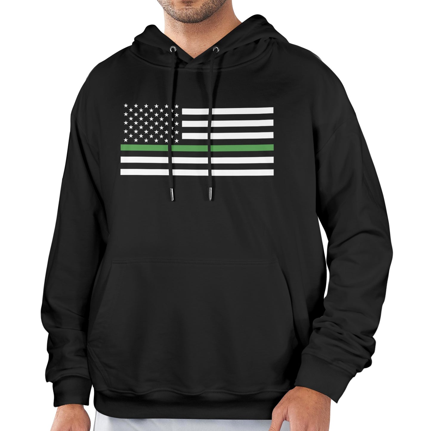 Thin Green Line Flag Inspired Men's Hoodie (Made in the USA)