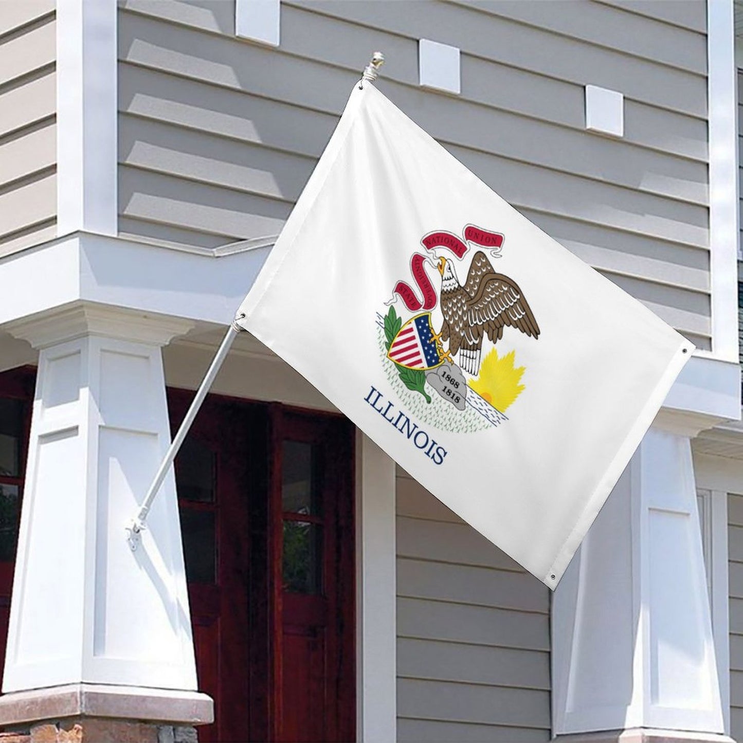Illinois Flag Inspired Wall Mount Flag with Four Grommets (35x59 in)