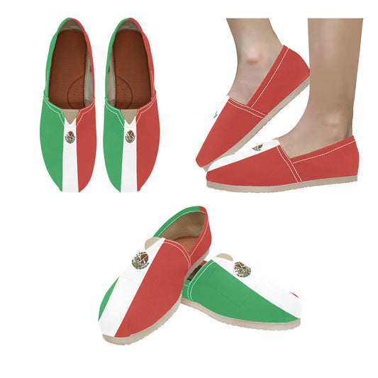 Red, white, green [Brand] shoes displaying Mexican flag design.